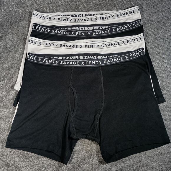 Savage X Fenty Boxer Briefs Size XXL Black White 4 Pair Classics Cotton - Picture 1 of 3